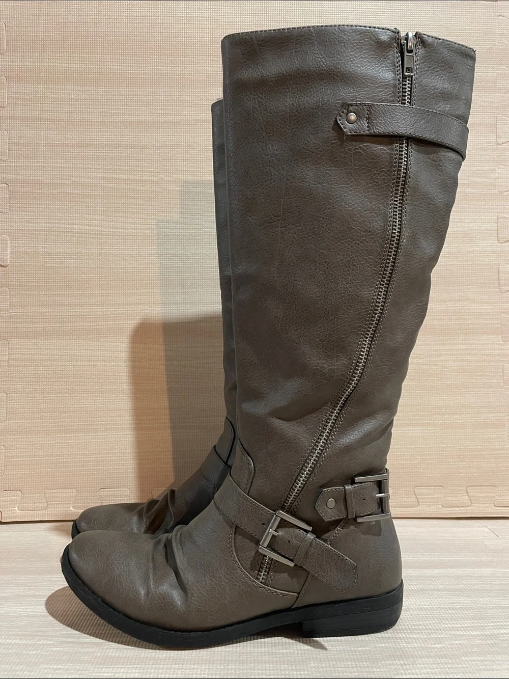 Rampage Tall Buckle Boots - Gray